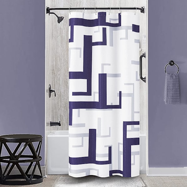 Stall Fabric Shower Curtain, 36x72 tuumaa Pieni geometrinen vohvelikudos kangas suihkuverhosetti 6 koukun kanssa, Kapea hotelli Spa Walk In Modern Simple W