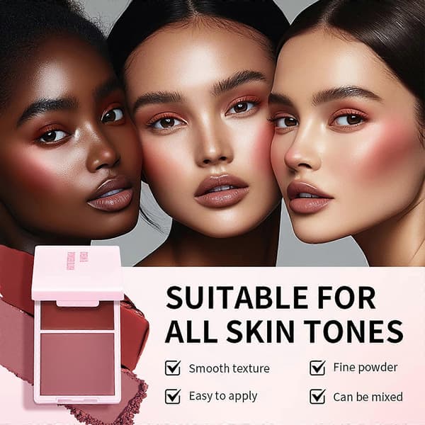 Bærbart 2-i-1 Blush-sæt med glat pudderkonturmakeup til daglig og særlig lejlighedsmakeup 4