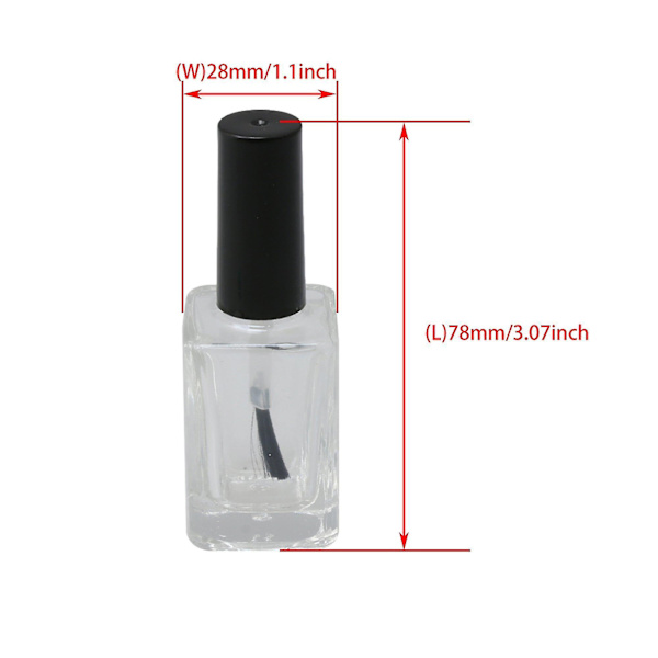 10 st 15 ml svarta runda tomma nagellacksflaskor i glas