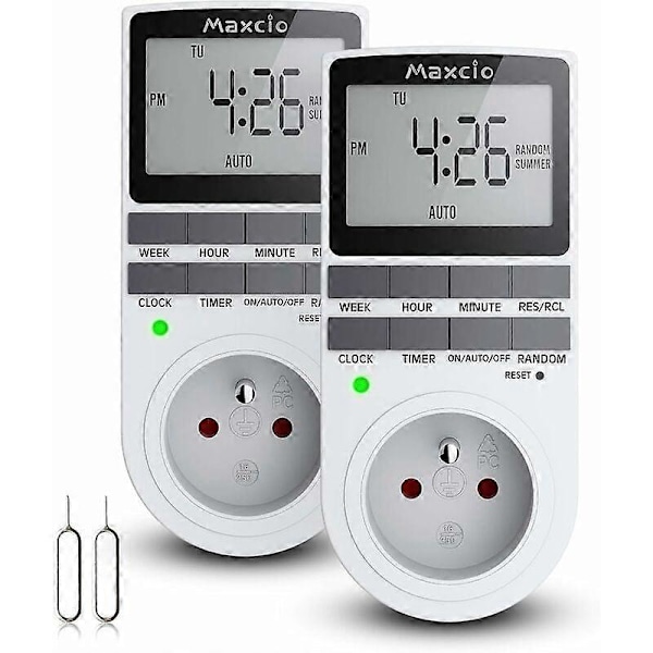 Digital Programmerbar Sokkel, Daglig/Ukentlig Digital Timer, Elektrisk Sokkelplanlegger med LCD-Skjerm og Tyverisikker Tilfeldig Modus, Energibesparende, 16A/36