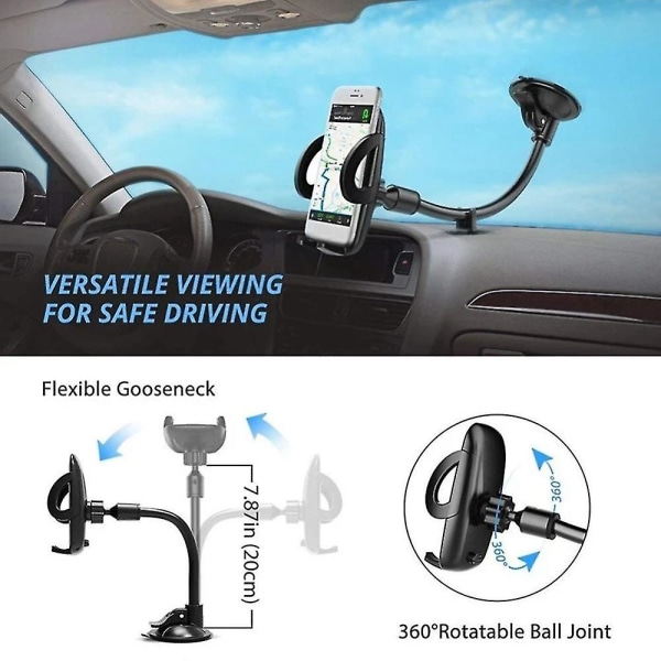 Flexibel biltelefonhållare Montering Vindruta Instrumentbräda Fönsterhållare Biltelefonhållare Universal