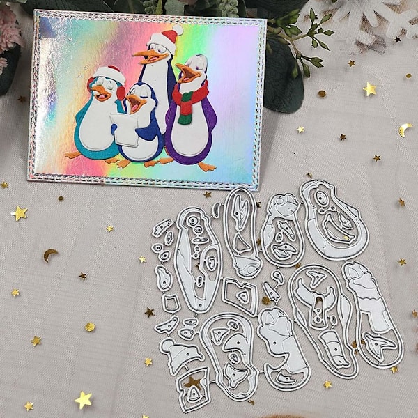 Jul Pingvin Metall Skärmaskin Scrapbooking Stencil Die Cuts Kort Prägling