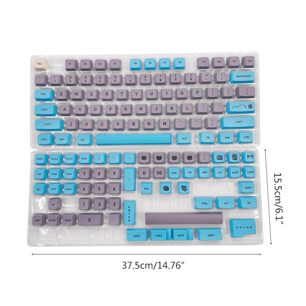 133 taster Pbt Keycaps Xda profil Dye Sub Blå Cartoon Gaming Mekanisk Keycap