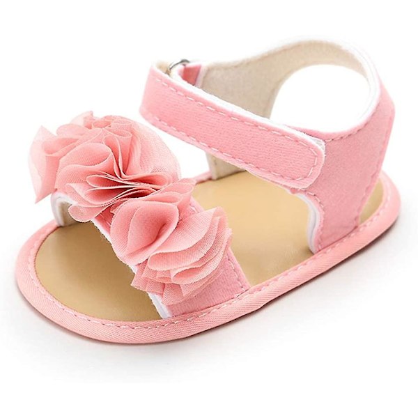 Spädbarn Baby Flickor Sommar Sandaler Med Blomma Mjuk Sula Nyfödd Småbarn Första Walker Spjälsäng Klänning Skor 20 pink 0-6 months infant