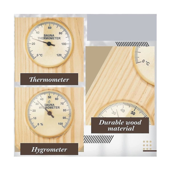 Trebadstutermometer og hygrometer 2 i 1 fuktighetstemperaturmåling for hjemmet Familiehotell badstuerom