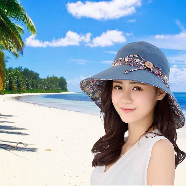 Solhatt for kvinner Summer Upf 50+ Uv-beskyttelse strandhatt Sammenleggbar hatt med bred brem