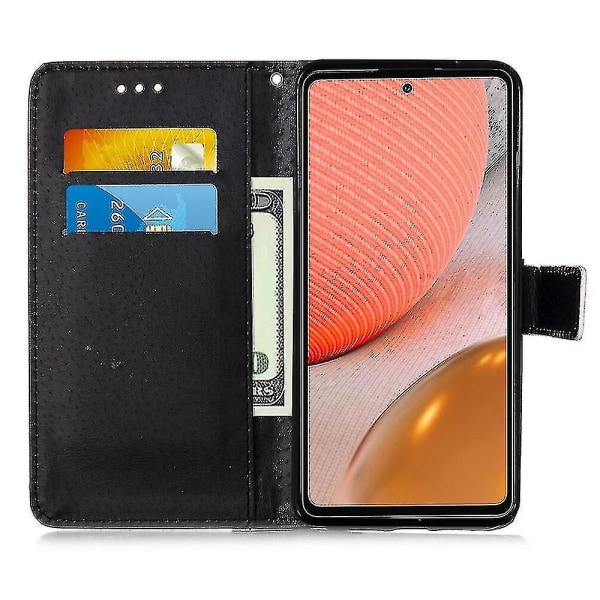 Yhteensopiva Samsung Galaxy A72 5g/4g case kanssa. Nahkainen Flip- cover , jossa on korttipaikkateline -jalustakuvio - kissa ja tiikeri