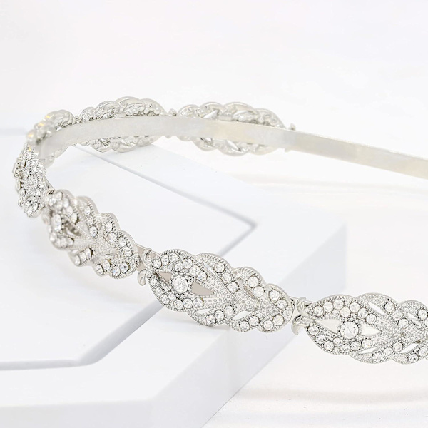 Rhinestone Crystal Bröllopshuvudband, Brudhuvudbonader, Enkelt Design Brudhuvudband, Hårtillbehör För Kvinnor Flickor silver