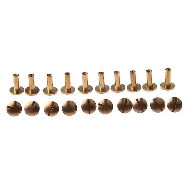 10x Arc Massiv Messing Knapskruen Stud Skrue Søm Tilbage Lædernitte Bælte 12mm
