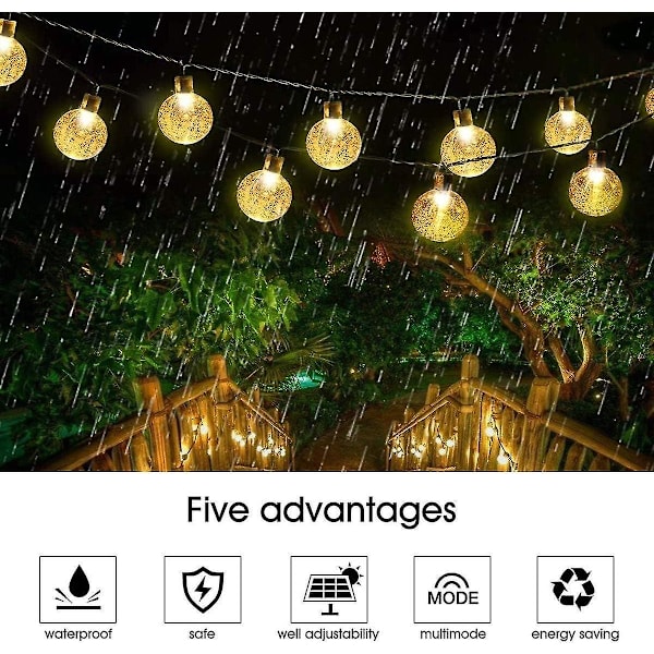 Vit solcellsdriven ljusslinga 7M 50 LED