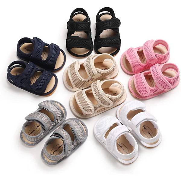 Baby Pojkar Flickor Sommar Sandaler Mjuk Sula Canvas Stängd Tå Småbarn Spädbarn Utomhus Promenadskor f pink 12-18 months toddler
