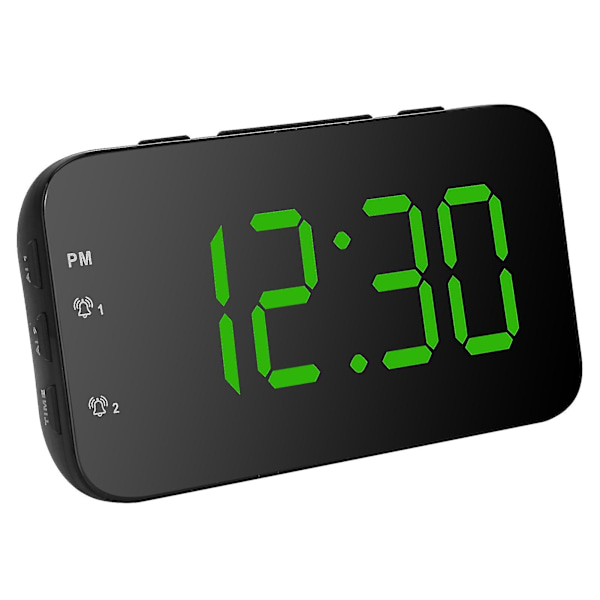 Bärbar LED-väckarklocka med snooze för sovrum, hem och resor - Grön
