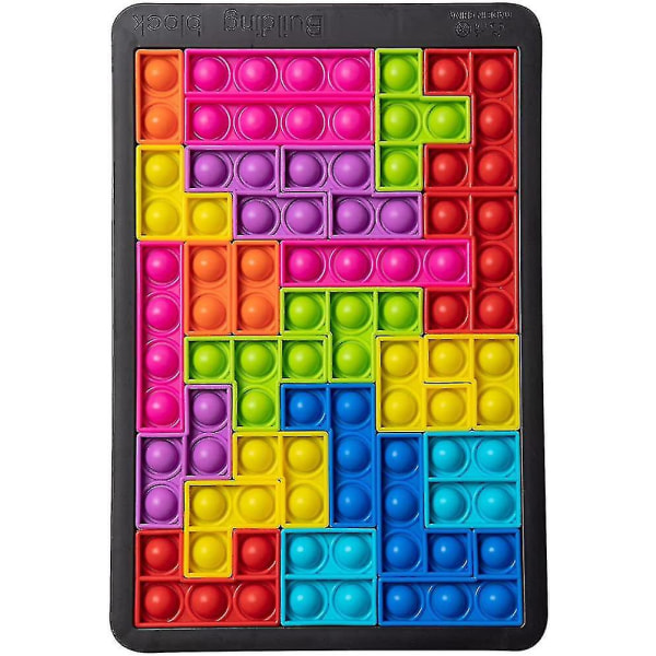 Gookit Push Bubble Sensory Fidget Toys,tetris Jigsaw Puzzle Leker Pop Push It, trenger stressavlastning Klemleker for barn Voksen (blå-stk)