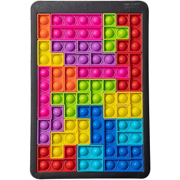 Gookit Push Bubble Sensory Fidget Toys, Tetris Jigsaw Puzzle Toys Pop Push It, Needs Stress Relief Squeeze Toys For Kids Adult (blå-pcs)