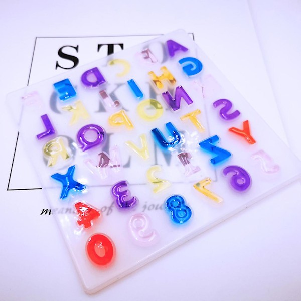 DIY Polymer Ler Kunsthåndværk UV Epoxy Form Alfabet Bogstaver Tal Silikoneform