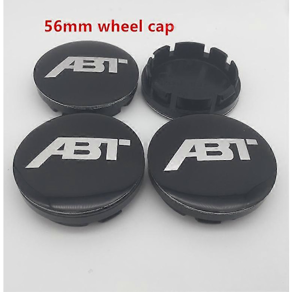 4 stk. 56mm 60mm 65mm 68mm Abt Bil Hjul Center Hub Cap Badge Støvbeskyttende Dæksler Emblem Sticker Bil Styling 56mm black cap1