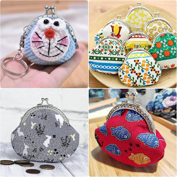 Retro Metalliska Plånboksramar 5cm Halvcirkelformade Präglade Myntpåse Ram Med Nyckelring För Plånbokstillverkning DIY Sömnad Hantverksprojekt 10 Stycken (silver)