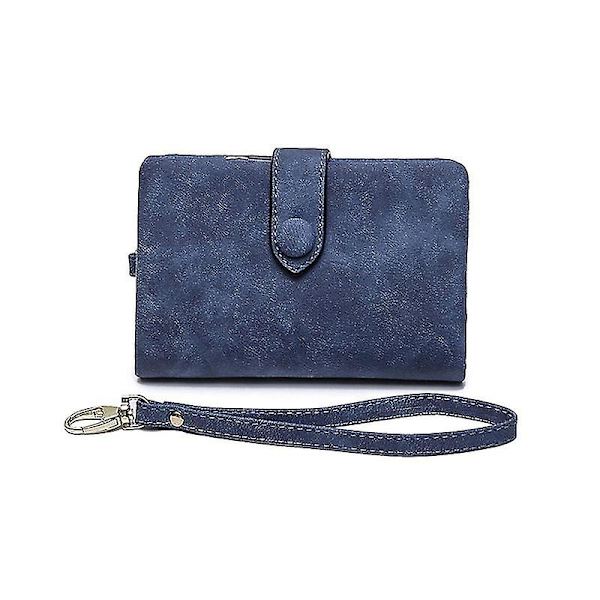Kvinnors mode matt kort plånbok PU läder dragkedja hasp frostad dam plånböcker pengar mynt ID-korthållare flickor söt clutch A Royal Blue