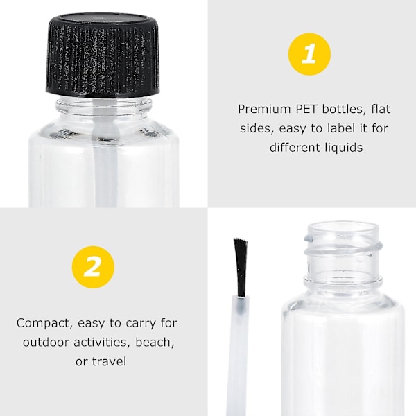 6 stk 20 ml neglelakkflasker tomme neglelakk klare flasker med og børste