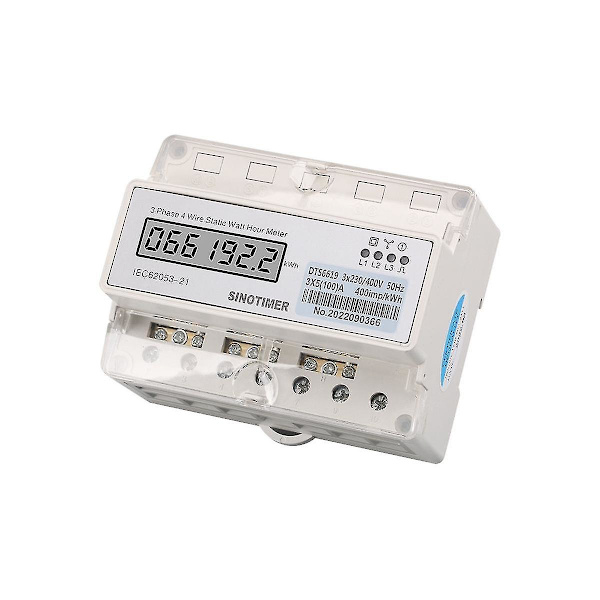 Trefas 4-tråds elmätare digital wattmeter elförbrukningsmätare Kwh 10