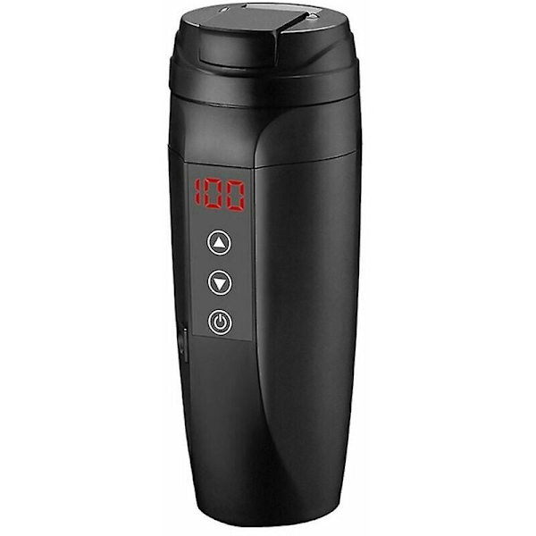 12v/24v 90w Bilvarmekopp Varm Vann Elektrisk Vannkoker Kopp Rustfritt Stål Flaske 450ml Med 25-100 Temperaturkontroll For Kaffe Te Melk Svart