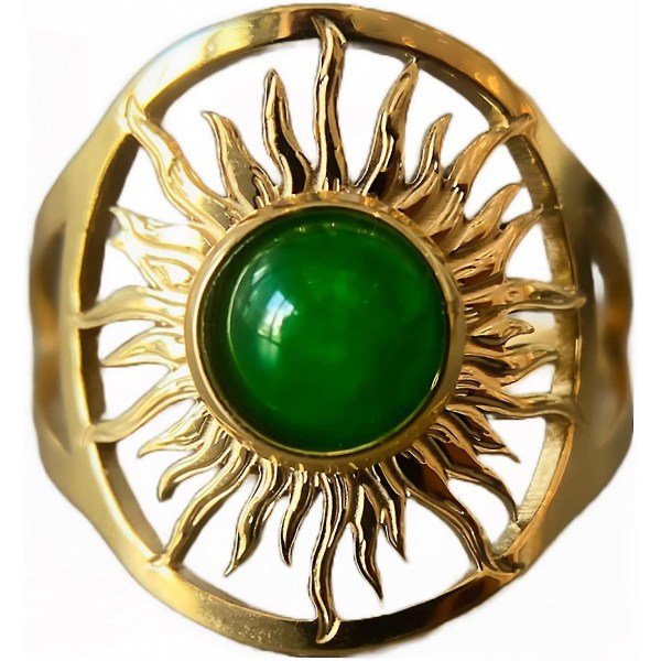 Grön Ring Guld North Star Ring 18kt Boho Ring Healing Kristallgrön Agat Ring Zodiac Ring För Kvinnor Wiccan Smycken Real Gemstone Ring, , Agat