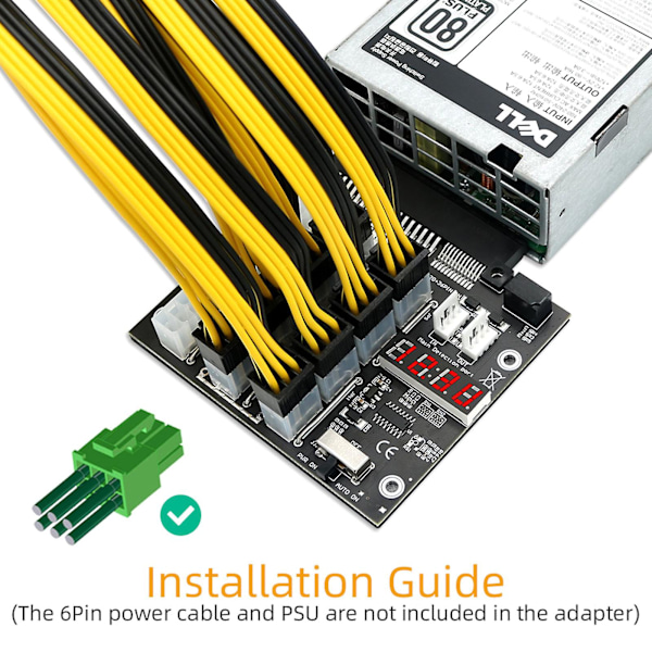 Eth Btc Mining Gpu 1100w/750w/ 1750w/2000w/2400w Psu Breakout Board 12 X 6pin