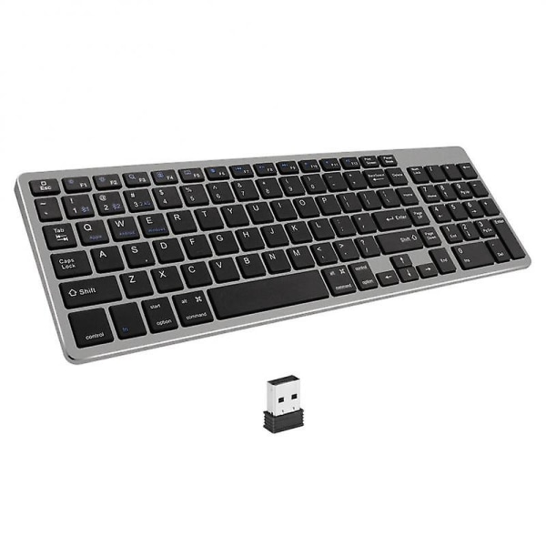 Ryra Ultra-slankt 2,4 g trådløst spilltastatur Mute 104-taster Bluetooth-tastatur Dual-mode