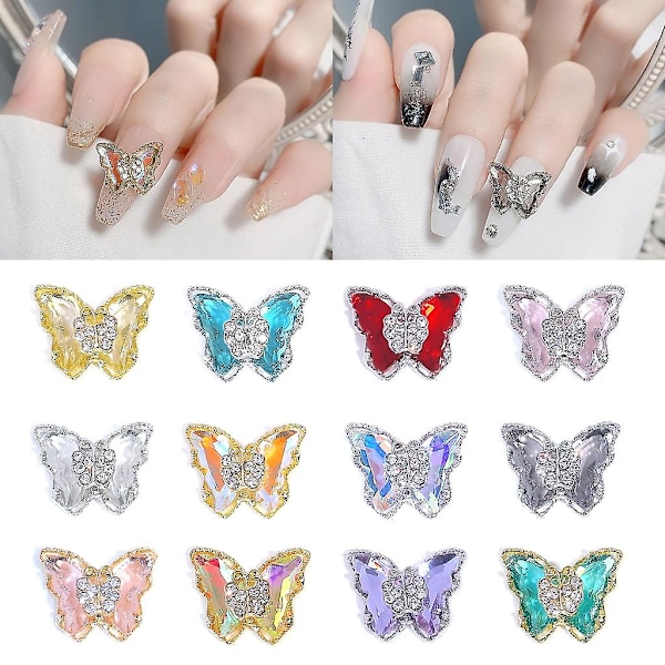 10 stk Luksus 3d Zirkon Neglekrystall Kunst Håndverk Rhinestones Charms Neglesteiner Style 2380