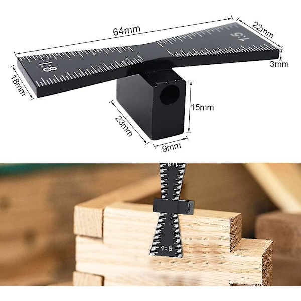 1:5:8 svalehale skabelon aluminiumlegering svalehale hammer gauge svalehale markering guide svalehale skabelon til træ samling markering tømrerarbejde (sort)