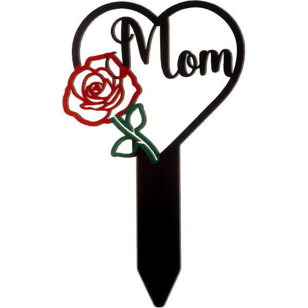 Memorial Grave Markers Heart Metal Plaque Stake, Cemetery Garden Stake, Memorial Metal Grave Stake For Mom Cemetery