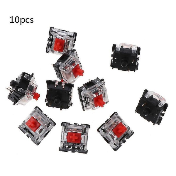 10 stk. mekanisk tastatur Mx 3 Pin rød switch transparent kabinet