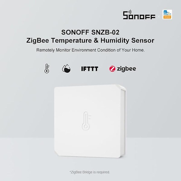 Sonoff Snzb-02 Zigbee Temperatur- og Fuktighetsensor Sanntidsvarsling