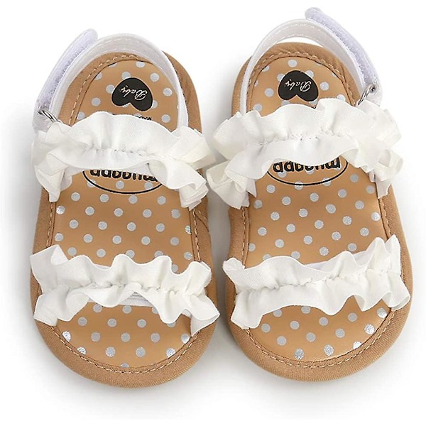 Spädbarn Baby Flickor Sommar Sandaler Med Blomma Mjuk Sula Nyfödd Småbarn Första Walker Spjälsäng Klänning Skor 05 white 12-18 months toddler