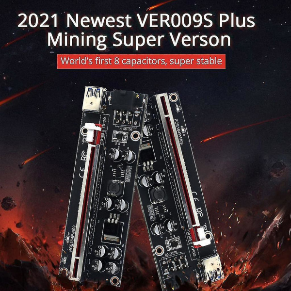 Ver009s Plus Riser Card Pci-e Riser Card Adapter 6 Pin Usb3.0 Gpu Mining