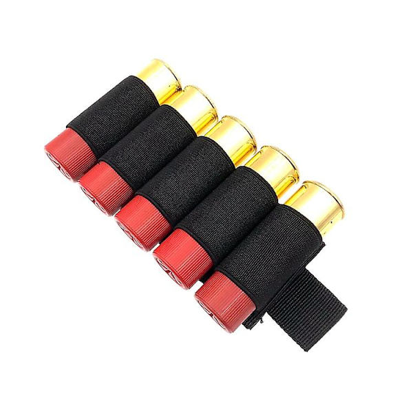 Nylon hagleammunisjonsholder med selvklebende bakside, 6 skudd, 1 stk, svart)