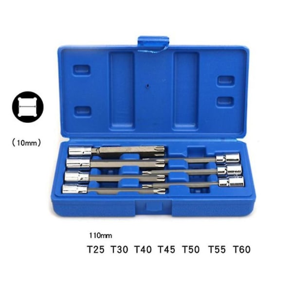 7 st/set 3/8 tums hylsnyckelsats Driv Extra Long Torx Star Bit Sockets Set T25 T30 T40 T45 T50 T5