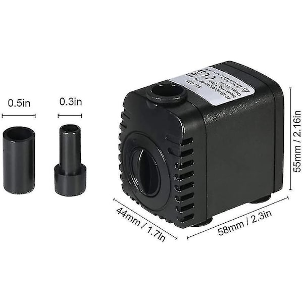 600l/h 8w Mini Akvarium Nedsänkbar Vattenpump För Akvarium Bordsskivor Fontäner Damm Vattenträdgårdar Och Hydroponiska System Med 2 Munstycken Ac220-240v