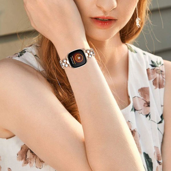 Til Fitbit Sense Versa 3 Metalrem, Fashion Erstatningsurrem til håndled