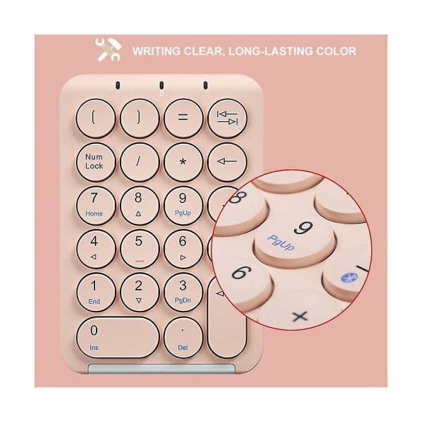 Langaton numeronäppäimistö Bluetooth-numeerinen näppäimistö Pyöreät näppäimet Numpad 22 näppäintä Ladattava numeronäppäimistö