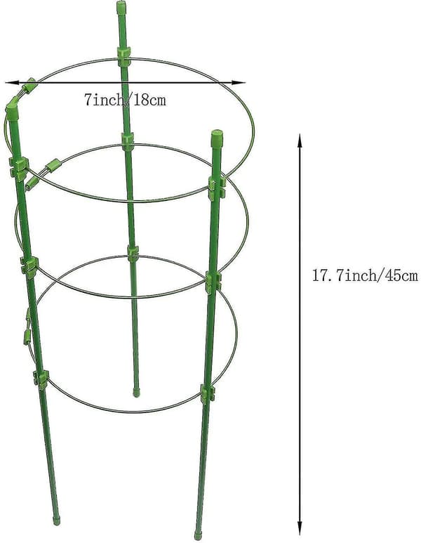 Set med 3 klätterväxtstöd med 3 justerbara stödringar 45 cm