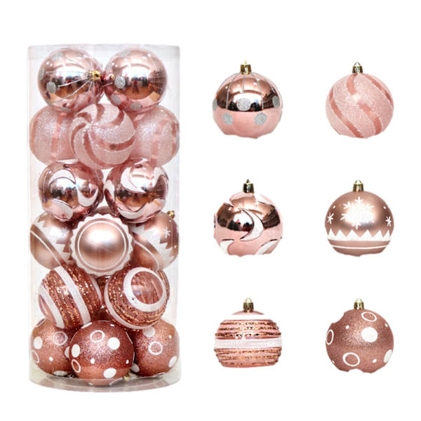 Julgranspynt 24 st 6 cm/2,36 tum, krossäkra plastjulgranspynt, julgranskulor för julgranar, bröllop och heminredning