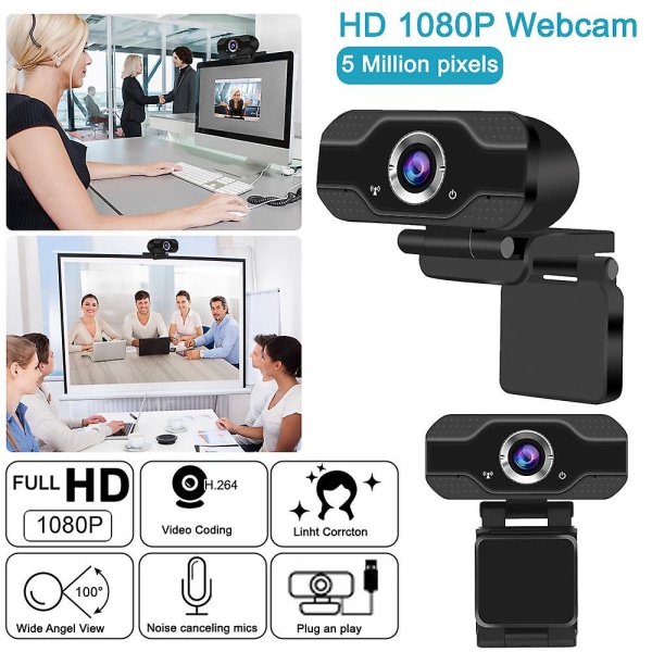 1080p-verkkokamera Full HD USB 2.0 PC-pöytätietokoneelle kannettavalle tietokoneelle web-kamera mikrofonilla
