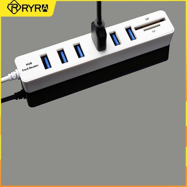 Ryra 8-i-1 White Usb Hub Multi-system Bruk Rask Overføring Data Combo 8-ports Divider