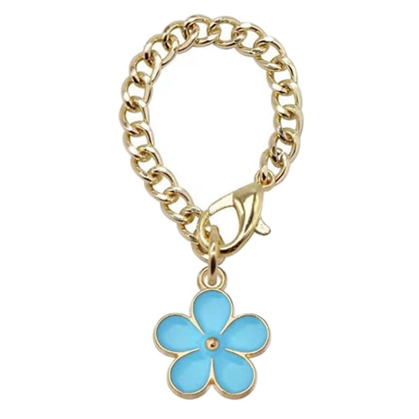 Blomster Charm Cup Tilbehør Vedhæng Legering Farverig Blomsterdekoration med Justerbar Hummerlås Krusidentifikator Charm blue