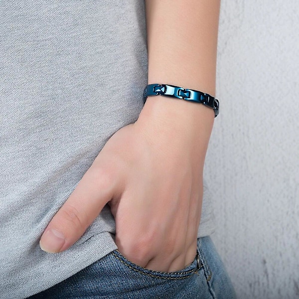 Vinterly Blå Magnetisk Armbånd Mænd Rustfrit Stål Sundhed Energi Germanium Mænd Armbånd Unisex Hologram Armbånd Til Kvinder Mænd ws with tool