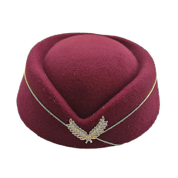 Efterår Vinter Flyselskab Stewardesse Hue Imitation Uld Uniform Fly Stewardesse Hue Cosplay Sceneoptræden Kvinder Damer Hue Ny wine red