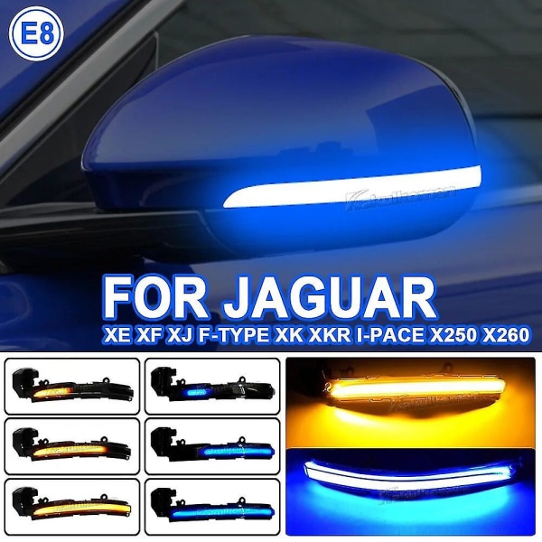 Billed dynamisk blinkersljus för Jaguar Xe Xf Xj F-typ Xk Xkr I-pace X250 sidospegel indikatorlampa Sekventiell blinkning