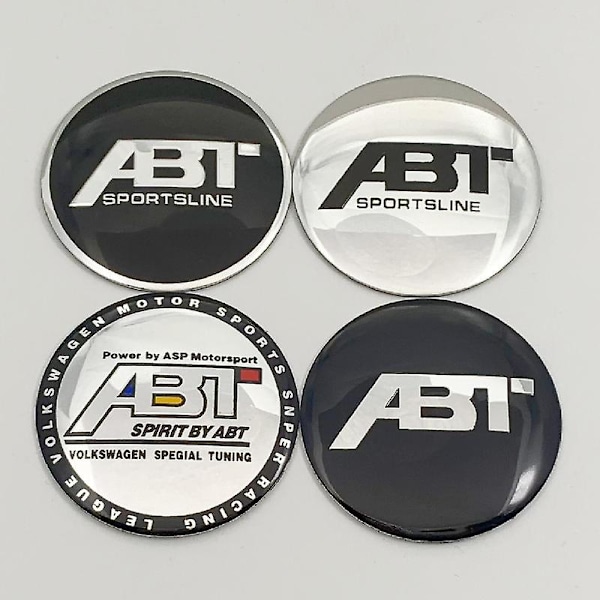 4 stk. 56mm 60mm 65mm ABT Logo Bilskive Center Hub Sticker Fælg Refit Badge Dæksler Emblem Dekoration Styling Biltilbehør abt silver zi 60mm wheel sticker