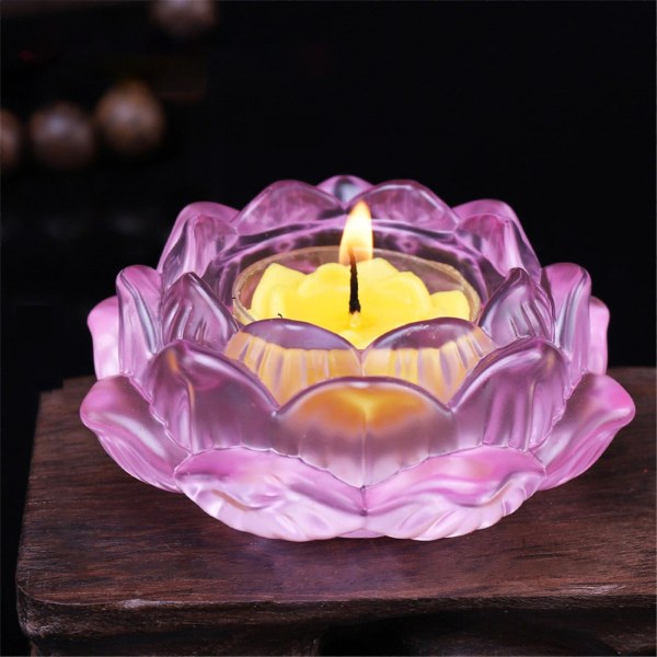 7 farver Krystalglas Lotu Blomsterlys fyrfadsstage Buddhistisk Lysestage